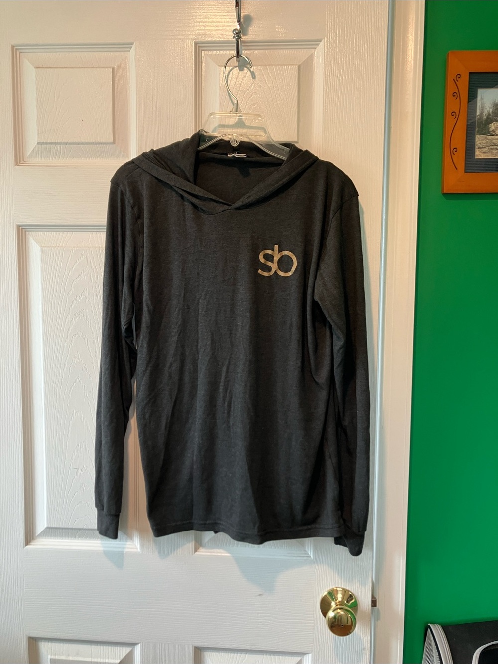 American Apparel Charcoal Crewneck Tee hoodie long sleeve with sb logo men’s med